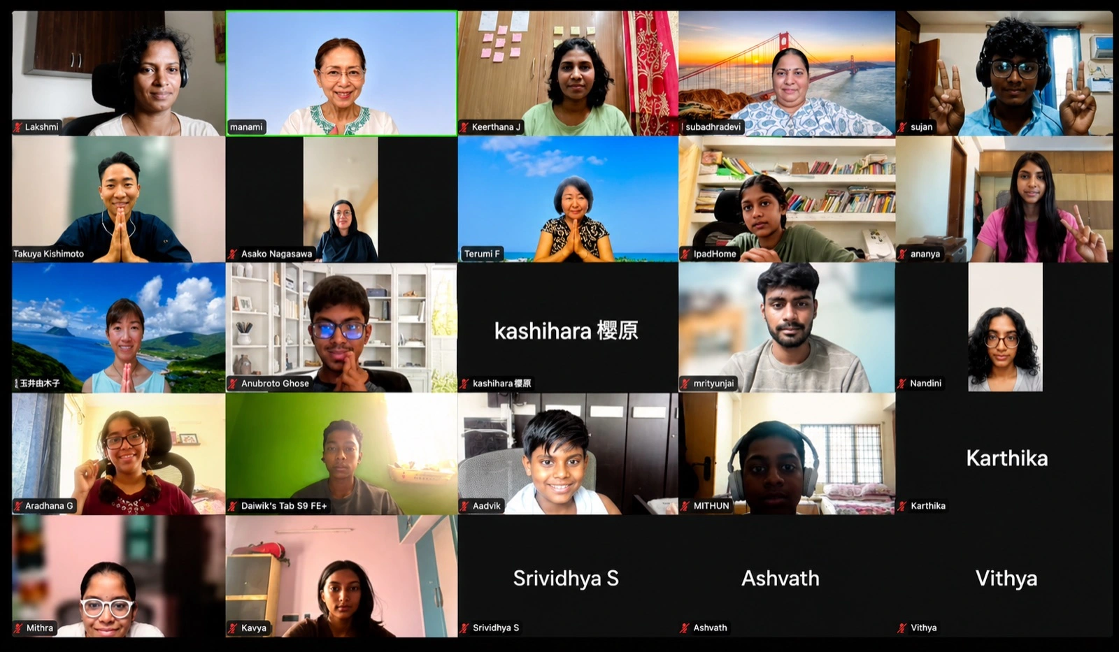 A guest joins the online classroom from Japan